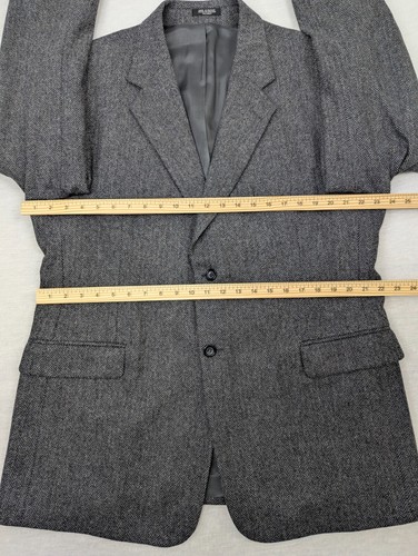 VINTAGE Stafford Sport Coat Blazer Mens 46R (Fit 44) Gray Herringbone Lambswool - Picture 13 of 16