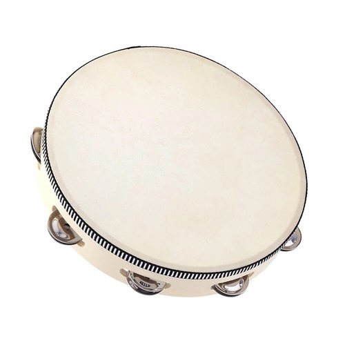 10" Hand Held Tambourine Drum Bell Birch Metal Percussion Tool P6Q6 - Picture 11 of 11