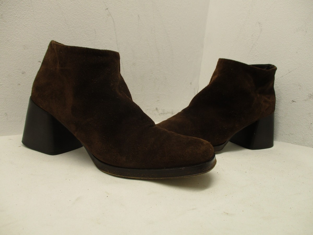 Via Spiga Italy Brown Suede Leather Zip Ankle Boots Womens Size