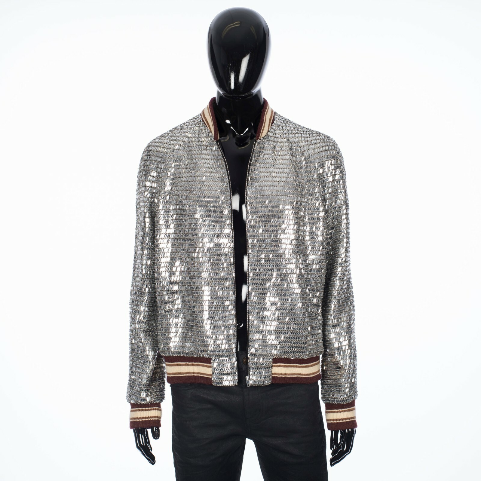 CELINE 36575$ Runway Teddy Jacket - Silver Mirror Embroidery image 2