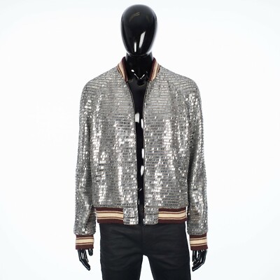 CELINE 36575$ Runway Teddy Jacket - Silver Mirror Embroidery | eBay