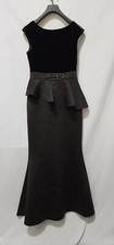 Eliza J Size 6 Velvet Mixed Media Peplum Gown Black $225