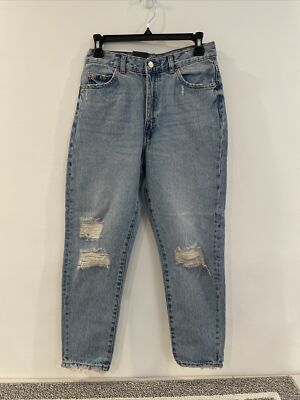 Dr Denim Nora Petite High Rise Mom Jeans Size 27 Blue Jay