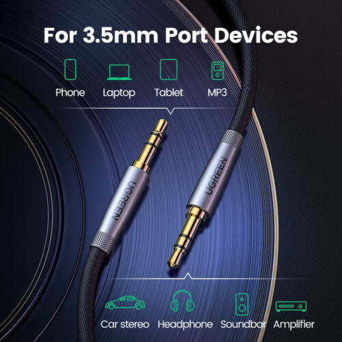 Ugreen HiFi AUX Cable 3.5mm Audio Speaker Braided Cable Silver-Plated. 0.5m - 3m - Picture 2 of 9