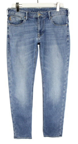 EMPORIO ARMANI Jeans Men's W31 Slim Fit Whiskers Faded Denim Blue