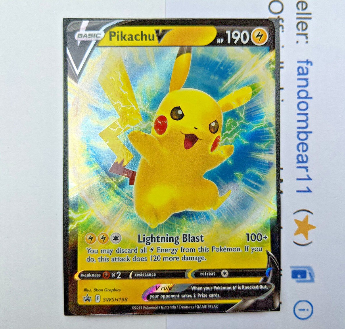 Pikachu V FULL ART BLACK STAR PROMO card SWSH198 Pokemon 2022