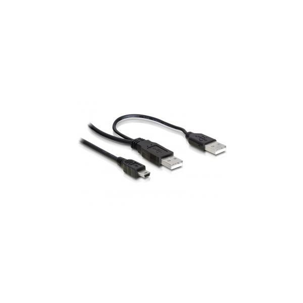 Delock 2x Usb2.0-A Male / Usb Mini 5-Pin Cavo Usb 1 M Usb A MinI-Usb B Nero