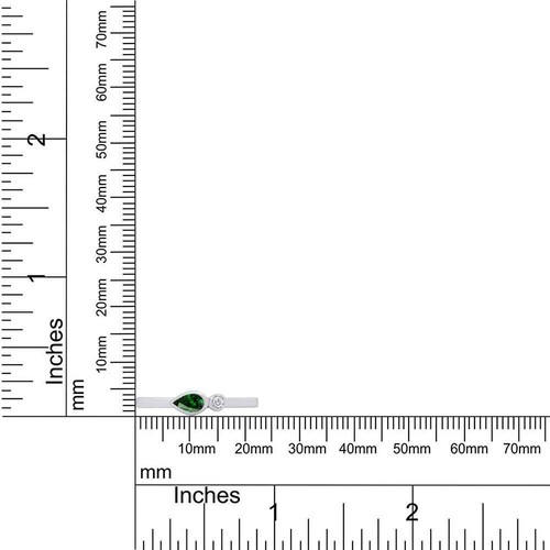 Simulated Emerald & Diamond Bezel-Set Stacking Band Ring 14k White Gold Plated - Picture 5 of 9