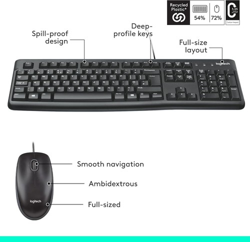 Logitech MK120 Wired Keyboard & Optical Mouse Combo Set  New UK Layout - Picture 7 of 9