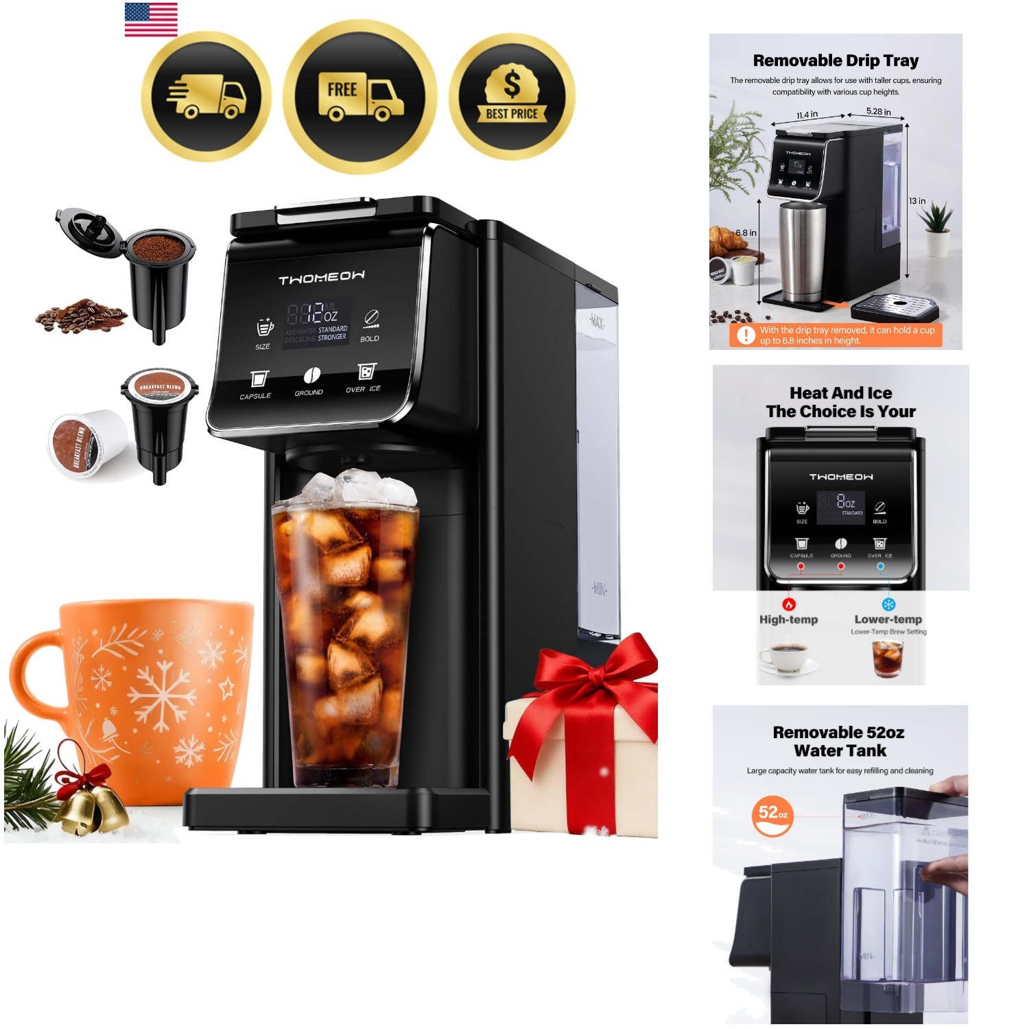 Hot & Iced With Bold Setting,single Serve Coffee Maker For K Cup...