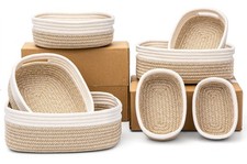 7 Piece Cotton Rope Woven Basket Set - Small Basket for Baby Nursery, Pets, M...