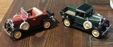 Vintage 1931 Ford Model A Diecast Car Lot Red Roadster And Green Pickup Truck