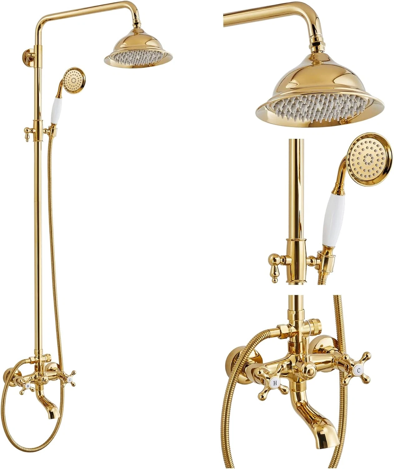 Polished Gold Outdoor Shower System with 8" Rainfall Head & Handheld Spray
Opens in a new window or