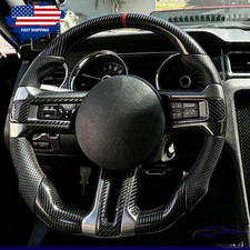 Steering Wheel Real Carbon Fiber For 2010-2014 Ford Mustang Flat Leather Steering Wheel Real Carbon Fiber For 2010-2014 Ford Mustang Flat Leather