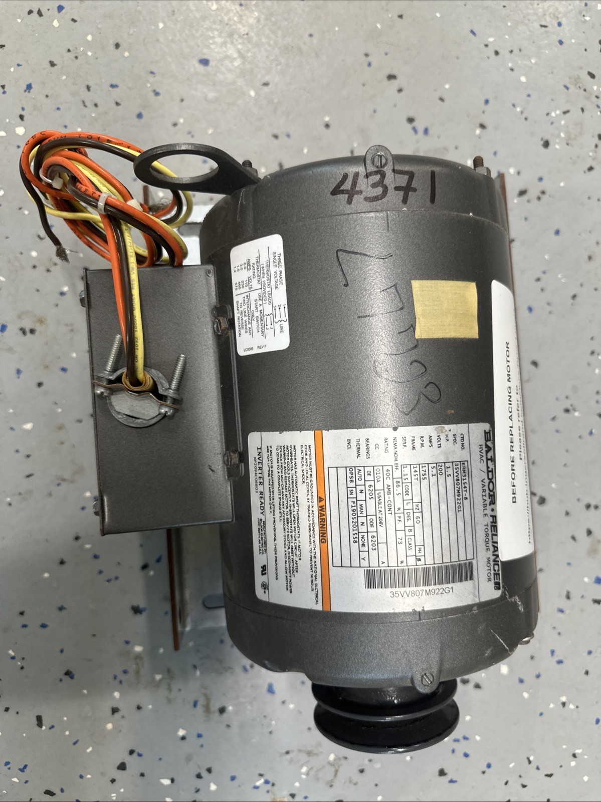 EHM3154T-8 - ABB - BALDOR - 1.5HP,1755RPM,5.1A,60HZ,145T,OPSB, #4371
