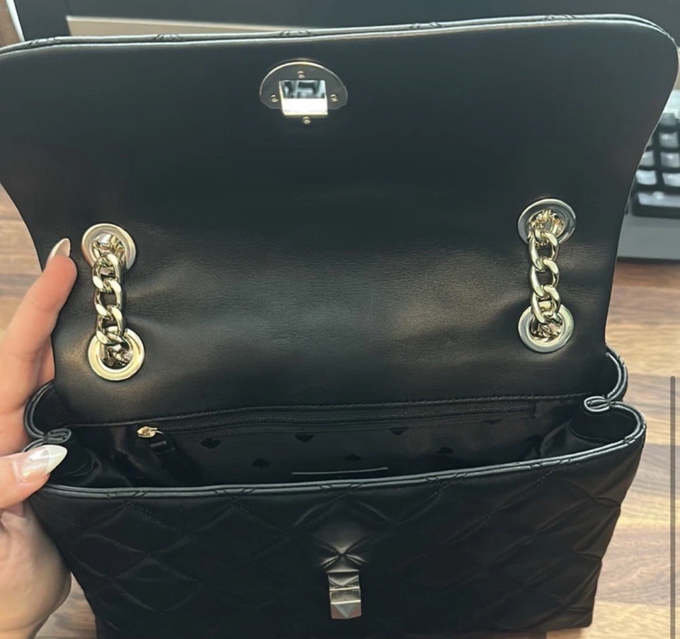 Kate Spade Natalia Shoulder Bag Black With A Gold Chain - Image 3 of 4