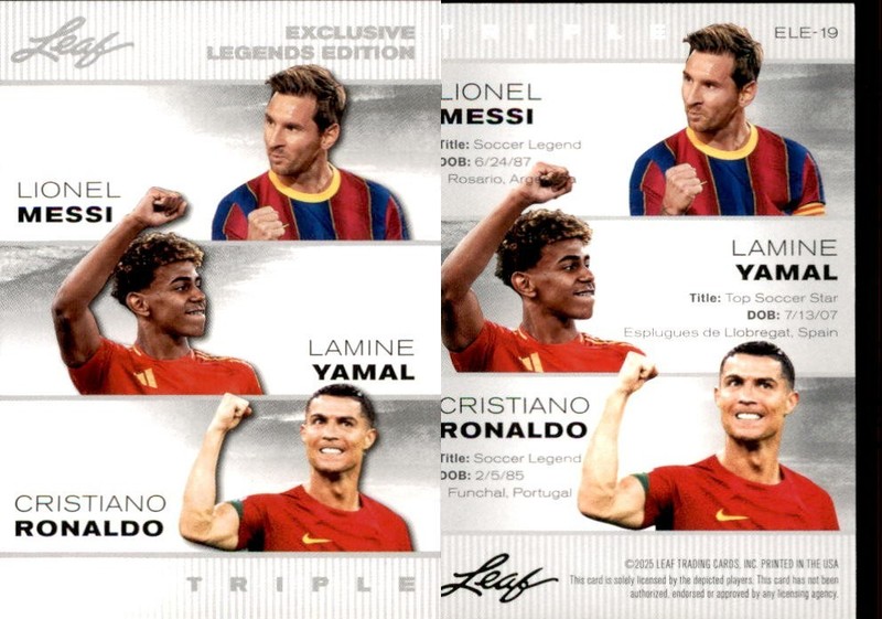 2025 LEAF "EXCLUSIVE LEGENDS" MESSI/YAMAL/RONALDO ELE-19 SOCCER