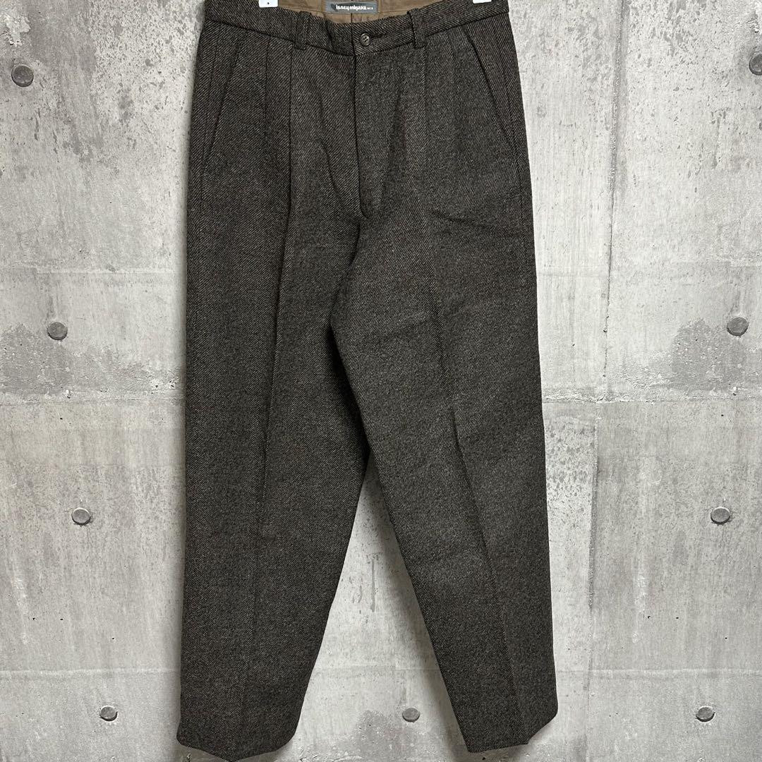 Beauty 80s Issey Miyake Men Brush Tag Two-Tuck Wool Slacks Beauty 80s Issey Miyake Men Brush Tag Two-Tuck Wool Slacks