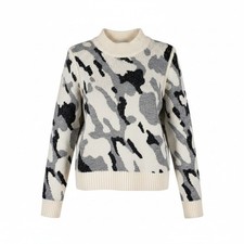 Veronica Beard XS Camo Sweater Wool Alpaca Blend Side Zip Tunic Quiet Luxury Top