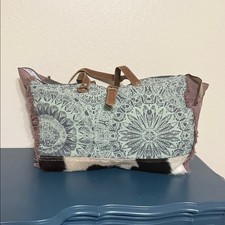 Myra Bag duffle style Tote with Brown and Black Accents