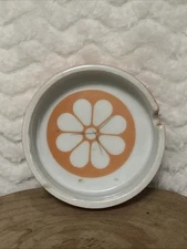 Vintage Ceramic Ashtray Orange Flower design Groovy 1970s Made in Japan