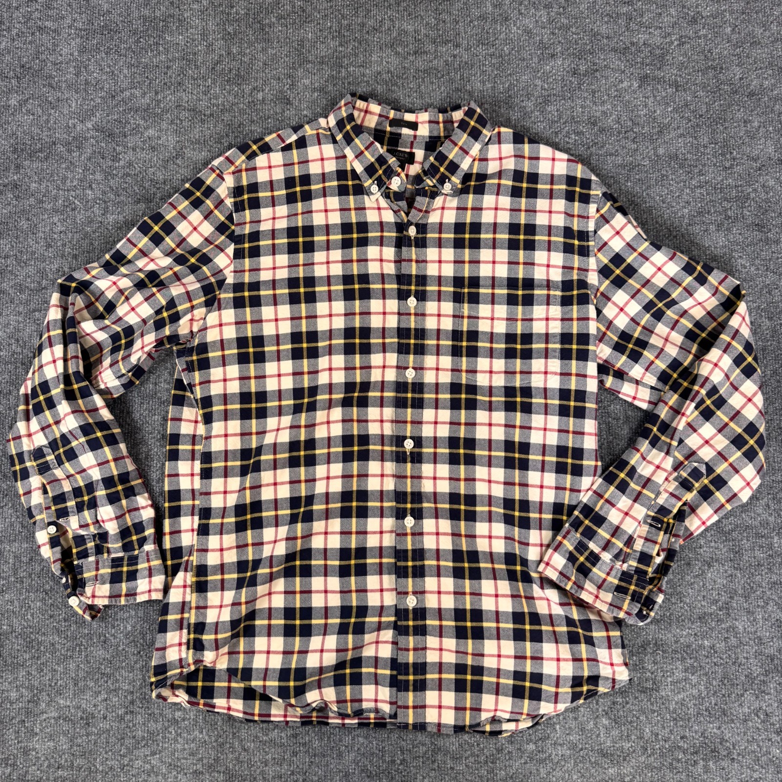 J.Crew Oxford Cotton Plaid Button-Down Shirt Men's L Classic Fit Long Sleeve