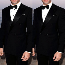 Wedding Groomman Men Suits Business Peak Lapel Offical Prom Jacket Tuxedo 2Pcs