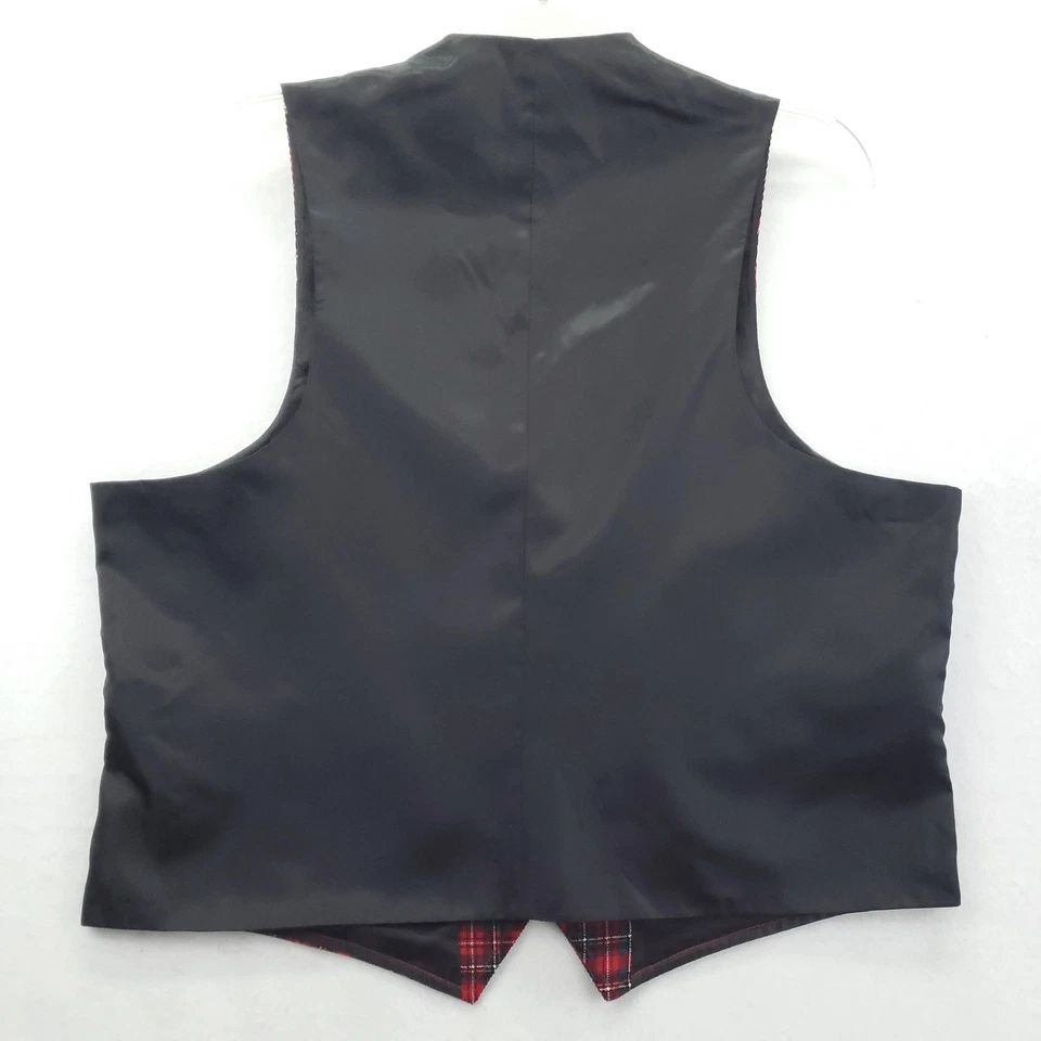 NUEVO Chaleco Madison Para Hombres XL Rojo Tartán Cuadros Ajuste Moderno Forrado Algodón Chaleco Foto 2 de 4
