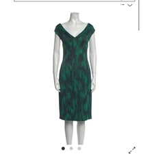 Michael Kors Dress Size 6 Emerald Green Black Sheath Cocktail Made In Italy