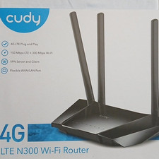 Cudy LT300 4G LTE N300 Wi Fi Router 300 Mbps, 4 LAN Ports, VPN, Black