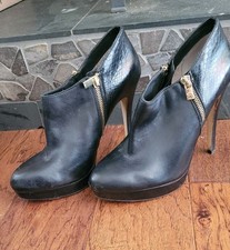 Michael Kors Ankle Booties Platform Heels Black Leather Zip Size 10m
