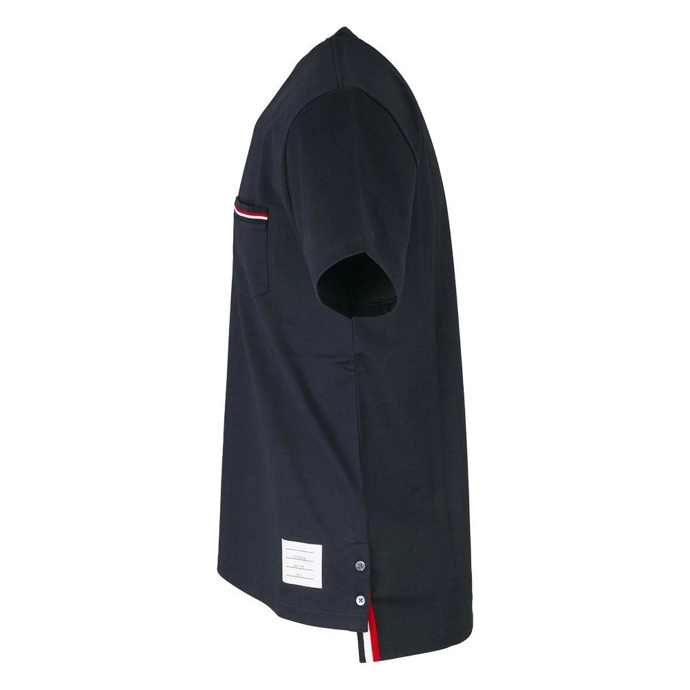 T shirt Thom Browne tre righe tasche manica corta blu navy 127542423