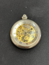 Mechanical pocket watch with gold dial. USED From Japan T2111