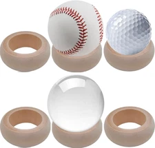 6 Pcs Wooden Baseball Stand, Crystal Ball Display Holder, Softball Displays, Bas