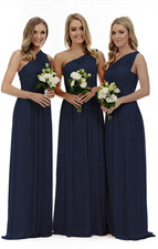 One-Shoulder Prom Bridesmaid Dress Long Evening – Navy UK 6