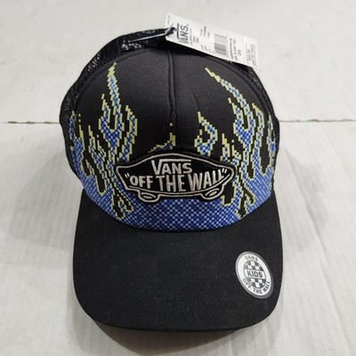 Vans Off The Wall Kids Pixel Flame Trucker Hat Adjustable 