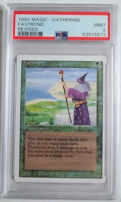 MTG Fastbond PSA 9 MINT Revised 1994 English Vintage Magic Reserved List Card!