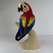 Balsam Wood Hand-Carved Hand-Painted Scarlet Macaw Parrot Statue SEE ALL PICS