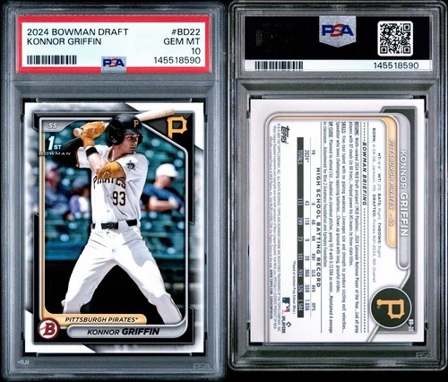 2024 Bowman Draft Konnor Griffin Bowman 1st #BD-22 Pittsburgh Pirates PSA 10 💎
