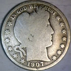 1907s Barber Half SILVER Coin FULL BOLD DATE & MM  PRICED BELOW SILVER MELT   NR