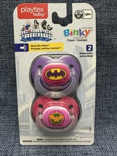 Playtex Baby Binky 2 Pack Classic Mom Silicone Pacifier DC Super Friends 6M New