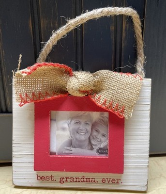 Best Grandma Ever Mudpie Hanging Frame For 2.25  X 1.75  Sized Photo Rustic Wood