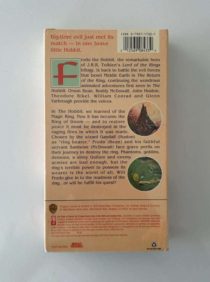 Sealed LORD OF THE RINGS THE RETURN OF THE KING Animated VHS JRR Tolkien Frodo - Image 2 of 4