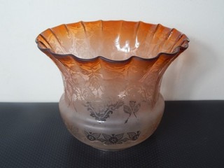 Victorian 4" Duplex Oil Lamp Shade Burnt Orange Tulip Hinks / Messengers