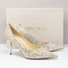 Jimmy Choo Love 85, Size 38 EU (8 US) Moon Sand Glitter Heels