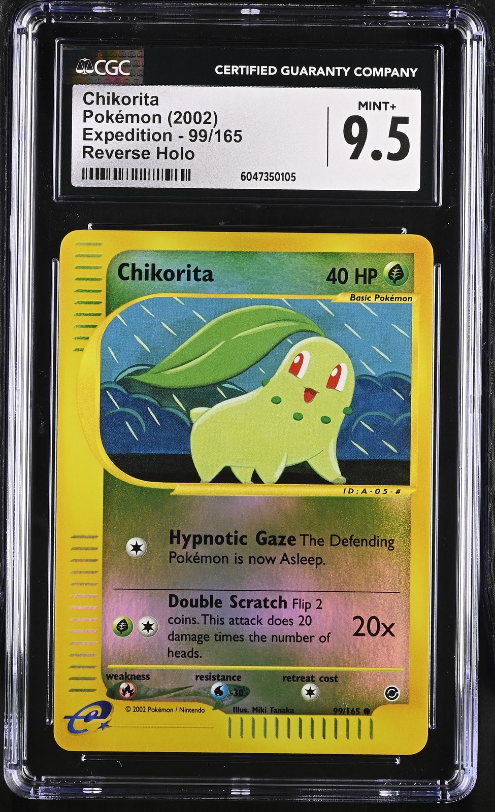 CGC 9.5 MINT+ Chikorita 2002 Expedition 99/165 Reverse Holo Pokemon Card