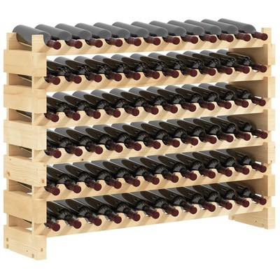 72 Bottle Stackable Modular 6 Row Home Wood Wine Storage Rack