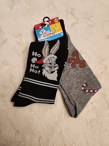Men's Looney Tunes Bugs Bunny Taz 2 Pair Christmas Socks Shoe Size 6 ...
