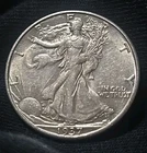 1937 D WALKING LIBERTY HALF DOLLAR AU+ (#3)