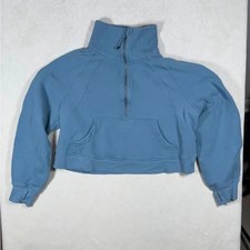 lululemon athletica Scuba Size M/L Oversized Funnel Neck Blue Cropped Half-Zip